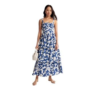 Abercrombie & Fitch Emerson tiered maxi blue white dress XS‎ Sleeveless